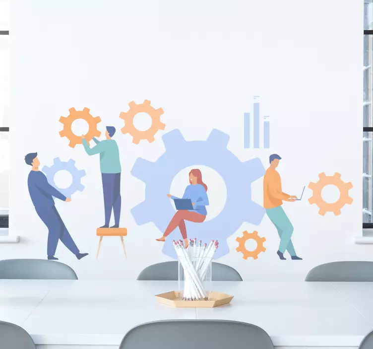 Klistremerke dyr samarbeid og tannhjul - Tenstickers