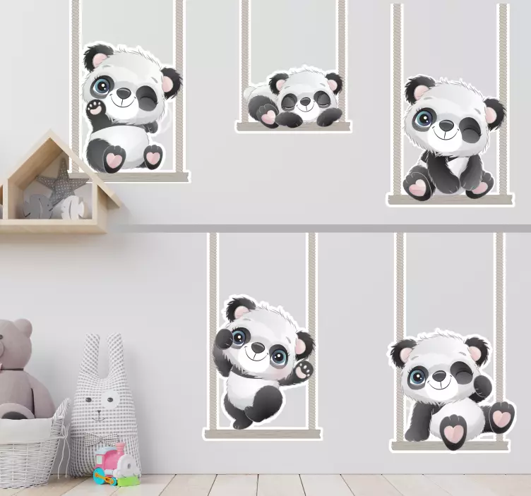 Klistremerke for barn søte pandafigurer - Tenstickers