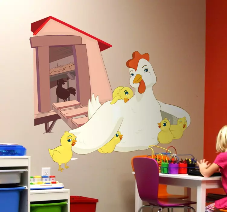 Klistremerke for mor høne og kyllinger - Tenstickers