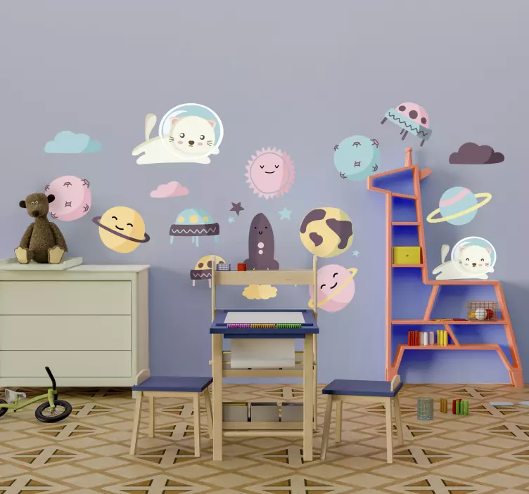 Astronauter i rommet barn klistremerke - Tenstickers