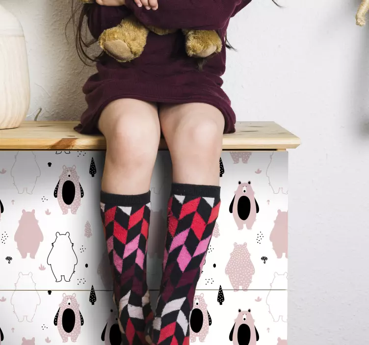 Klistremerke med sjarmerende bjørnemønster - Tenstickers