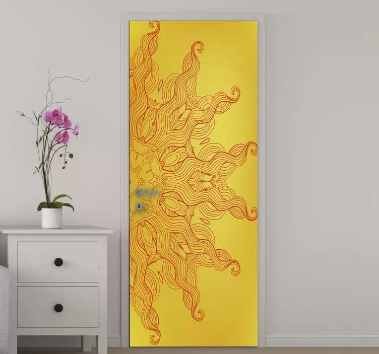 Klistremerke til dør med strålende solstrålemønster - Tenstickers