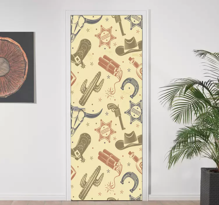 Klistremerke til dør med vestlig tema - Tenstickers