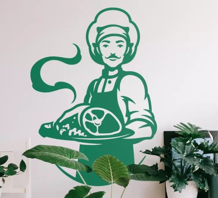 Kokk holder tallerken kokk-klistremerke - Tenstickers