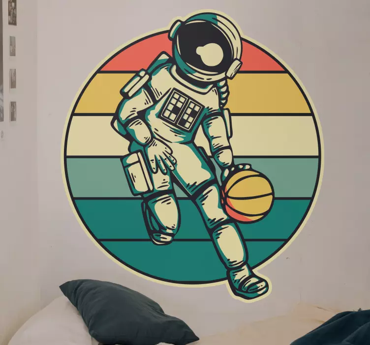 Kosmonaut engasjert i basketball klistremerke dyr - Tenstickers
