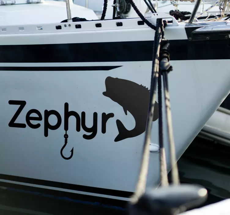 Krok og fisken klistremerke med navn - Tenstickers