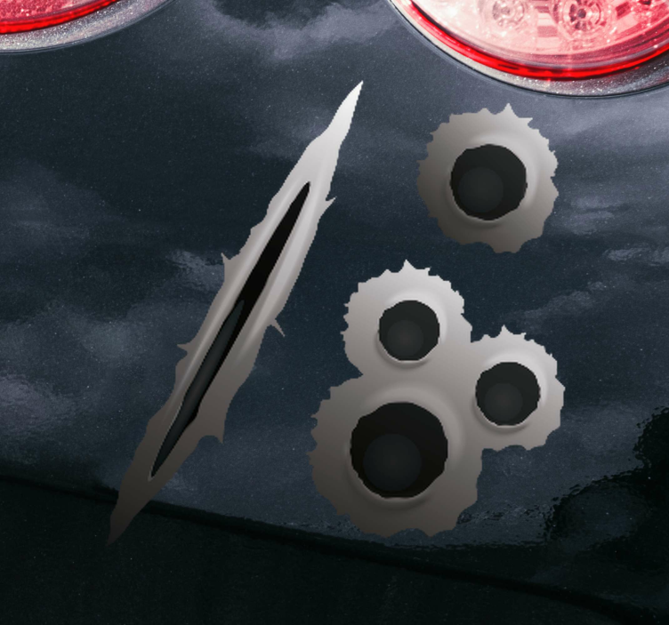 Kulehull og riper klistremerke bil - Tenstickers