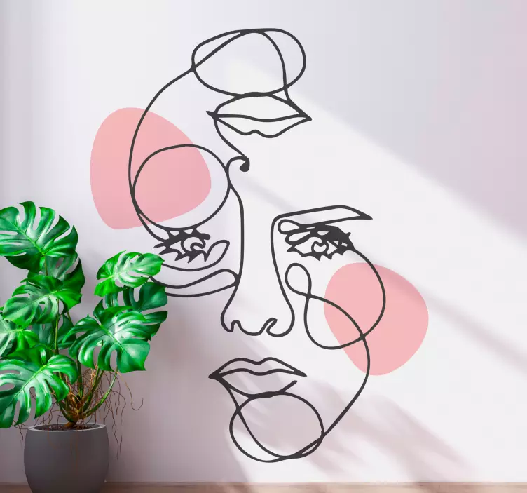 Kvinne ansikt minimale linjer wallstickers - Tenstickers