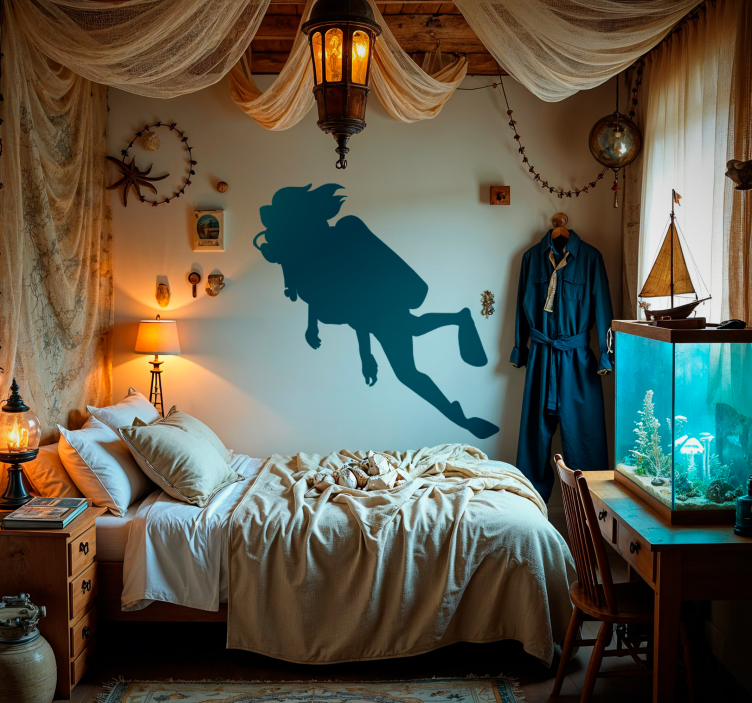 Kvinnelig dykker sport klistremerke - Tenstickers