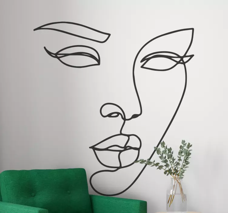 Kvinnes ansikt minimalistiske mennesker dekal - Tenstickers