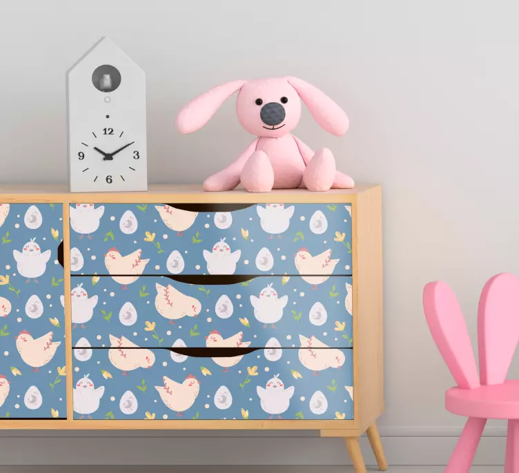 Kyllingkarakterer for barn klistremerke møbler - Tenstickers