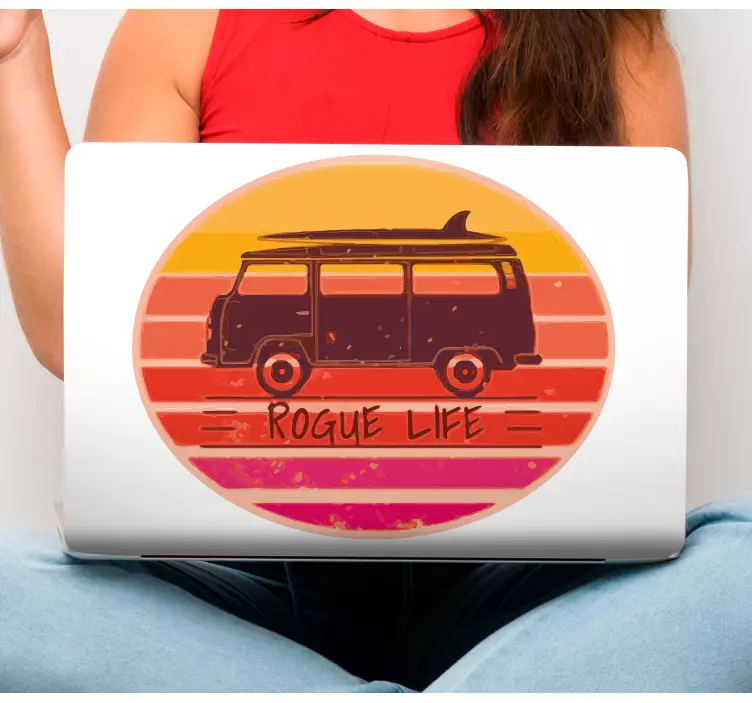 Laptop klistremerke vintage surfing van - Tenstickers
