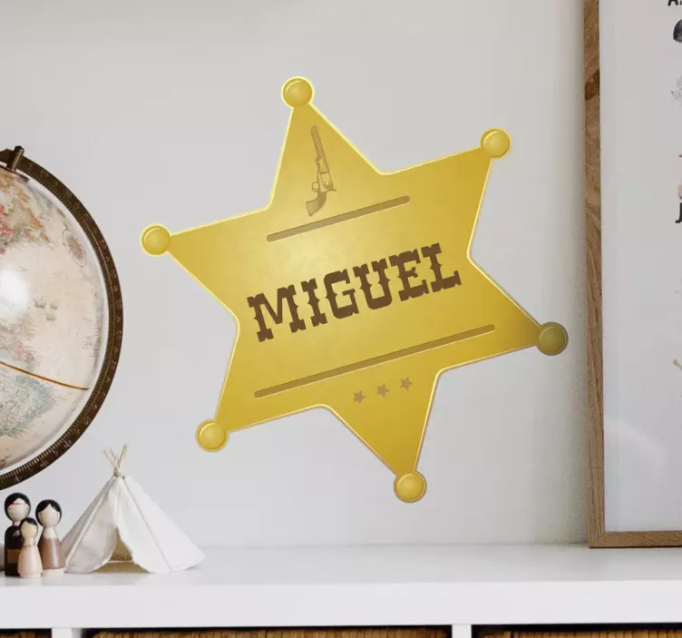 Sheriff-merket med navn på veggen-klistremerke - Tenstickers