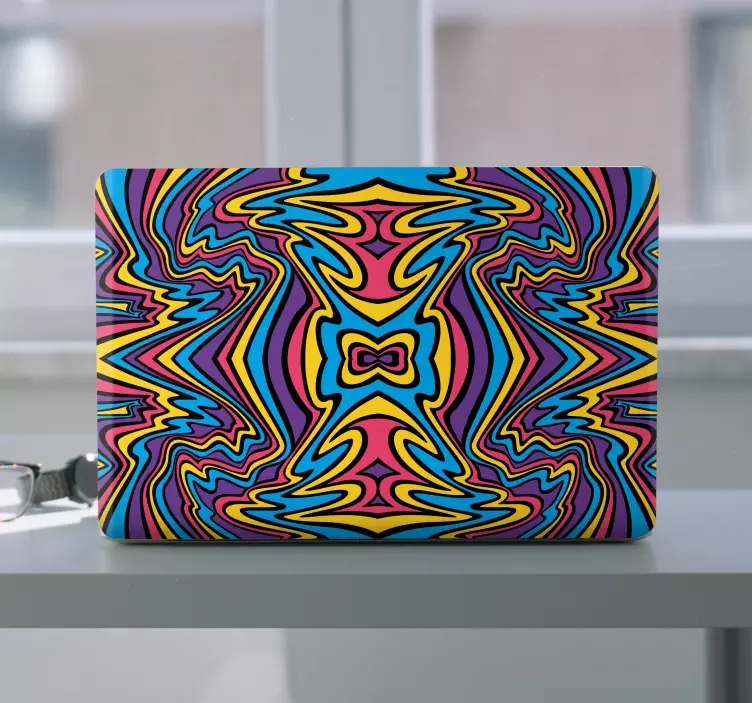 Levende farger groovy linjer laptop sticker - Tenstickers