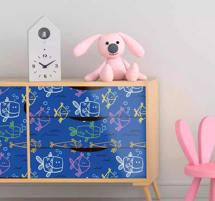 Levende fiskemotiv klistremerke møbler - Tenstickers