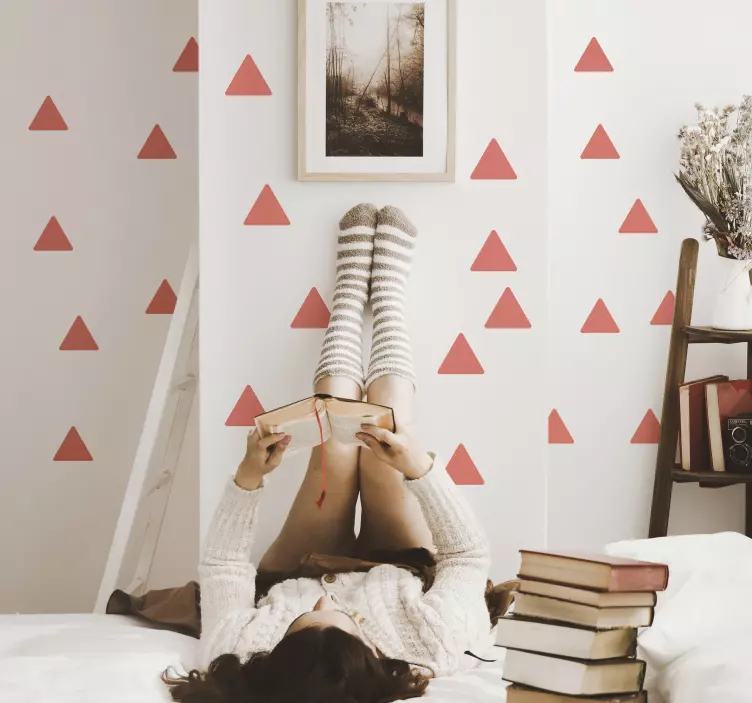 Levende koral trekant sett vegg klistremerke - Tenstickers