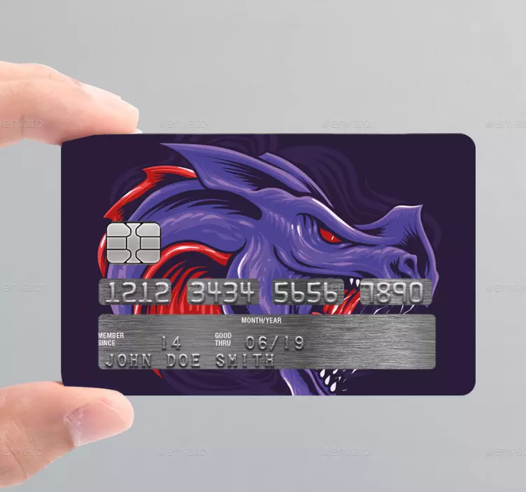 Lilla dragon card klistremerke - Tenstickers