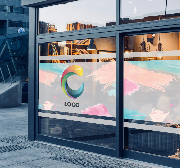 Logo kastet på gjennomsiktig butikkvindu klistremerke - Tenstickers