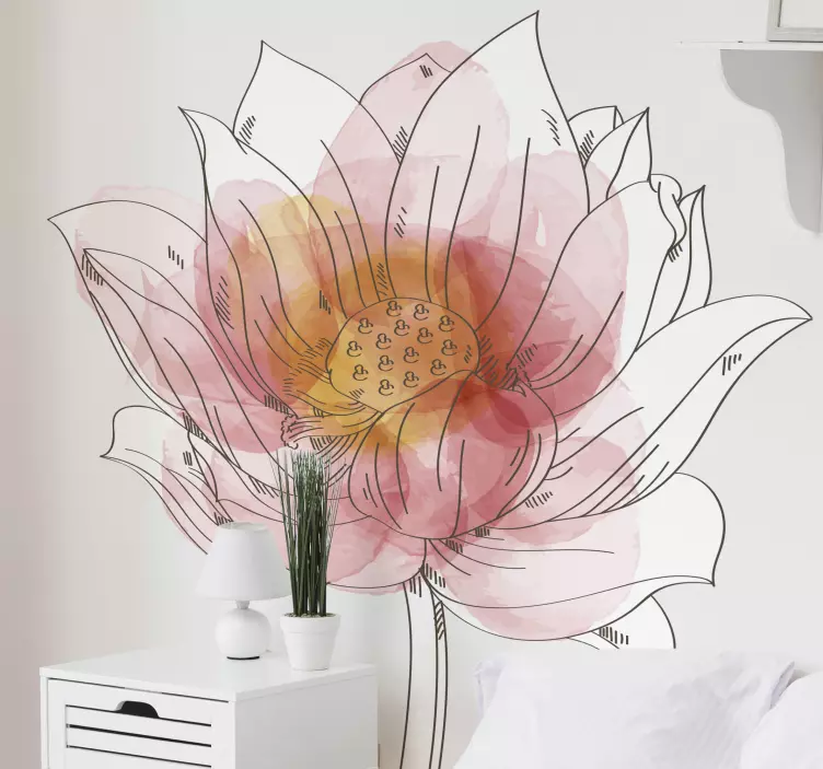 Lotus lilly akvarell blomst vegg klistremerke - Tenstickers