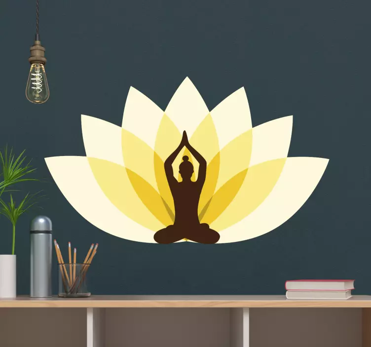 Lotusblomst med kvinne yoga klistremerke - Tenstickers