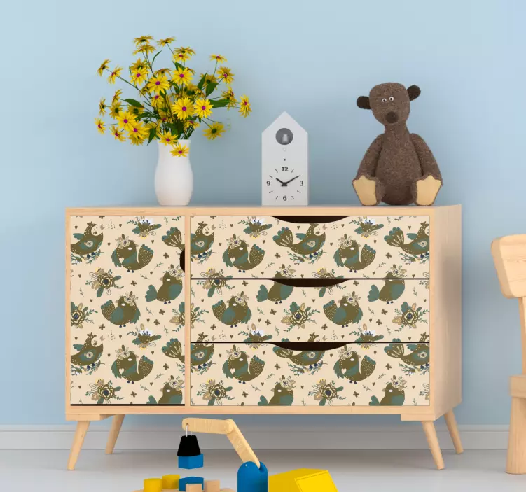 Lunefullt fuglemønster klistremerke - Tenstickers