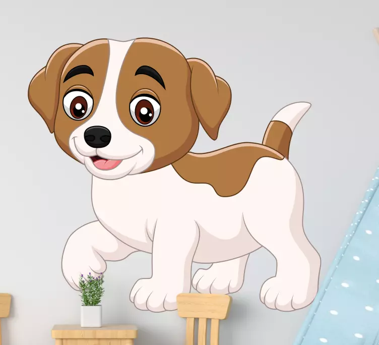 Lykkelig liten tegneseriehund klistremerke - Tenstickers