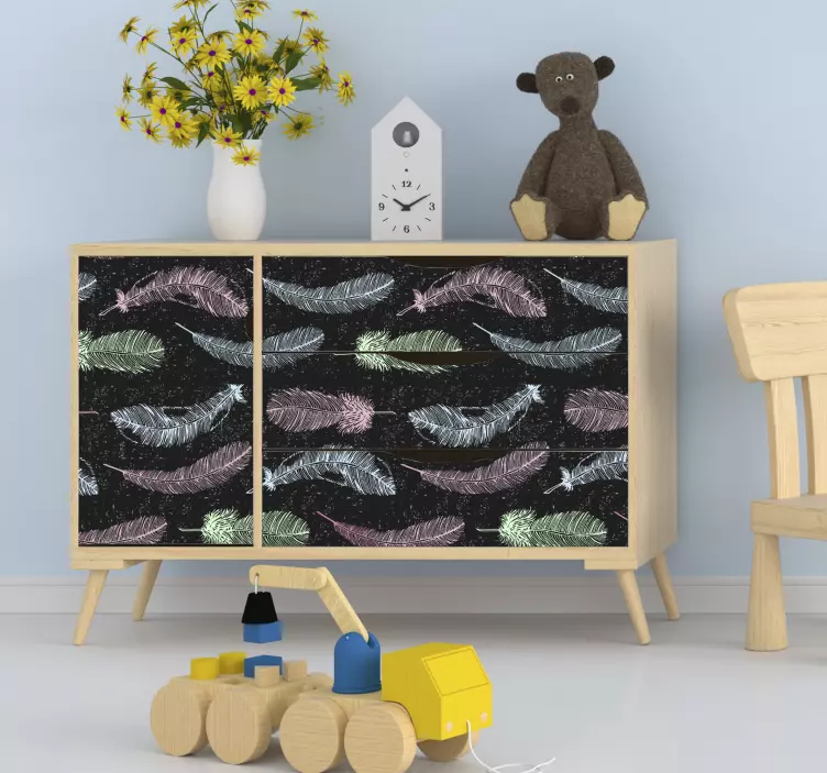 Klistremerke med lyse fjærmøbler - Tenstickers