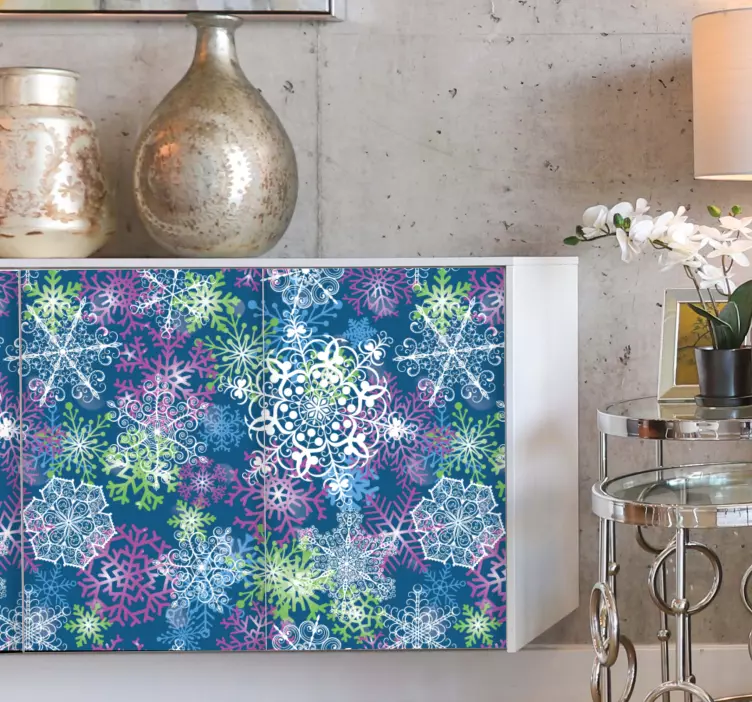 Lysende snøfnugg på blå bakgrunn klistremerker jul - Tenstickers