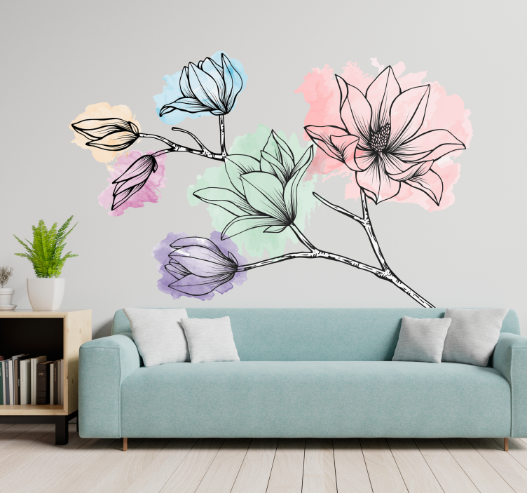 Magnolia for veggblomster på vegg - Tenstickers