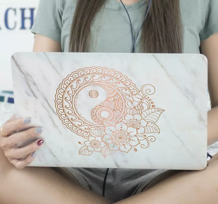 Mandala med marmoreffekt bærbar klistremerke - Tenstickers