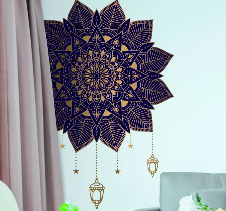 Mandala med elegant dråper blomsterveggklistremerke - Tenstickers