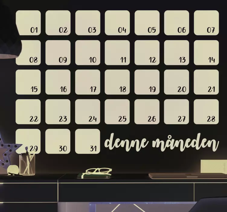 Månedskalender kritt bord business klistremerke - Tenstickers