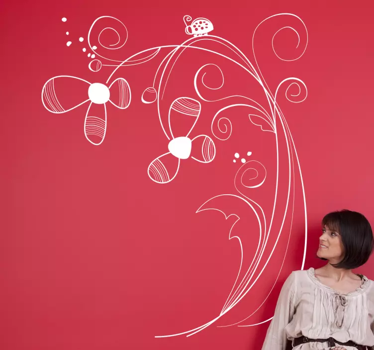 Marihøne på tusenfryd vegg klistremerke - Tenstickers