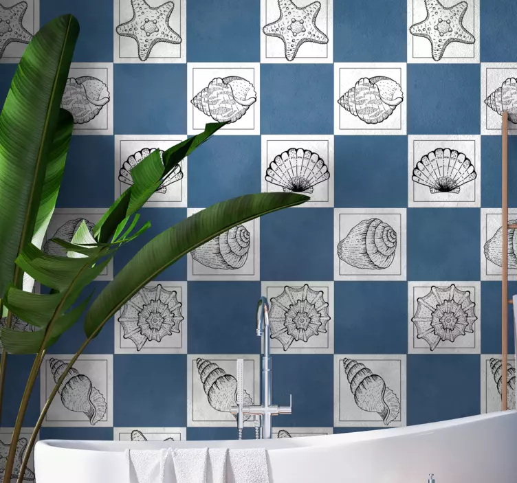 Marine liv og skjell fliser klistremerke - Tenstickers