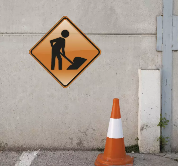 Menn på jobb skilt klistremerke - Tenstickers