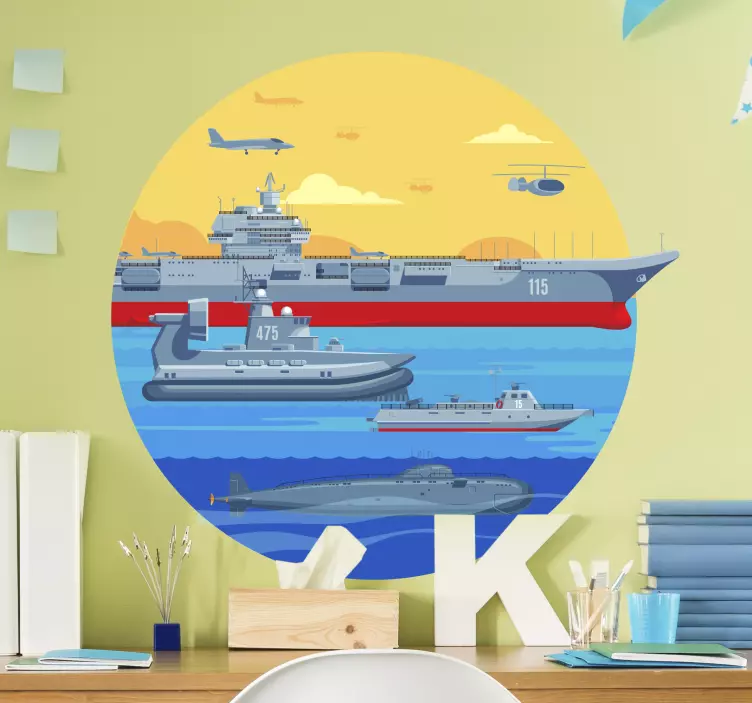 Militærbåter mal tegning klistremerke - Tenstickers