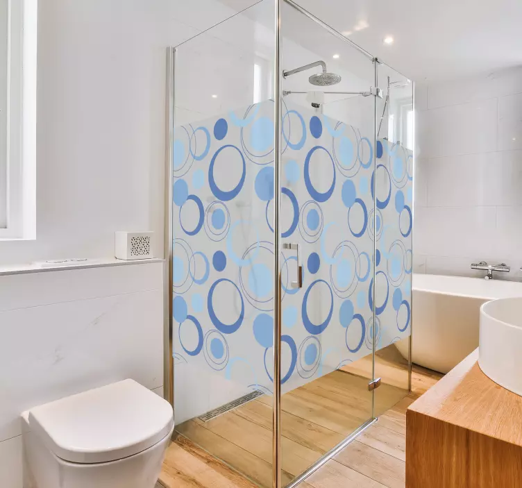 Minimalt med blå bobler dusj klistermerke - Tenstickers