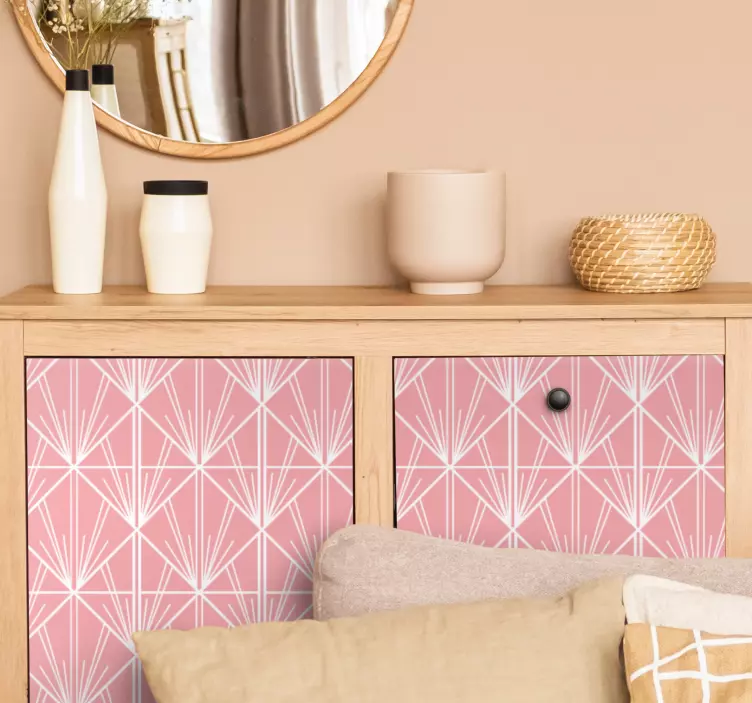 Moderne kunst rosa og hvitt deco -mønster klistremerke møbler - Tenstickers