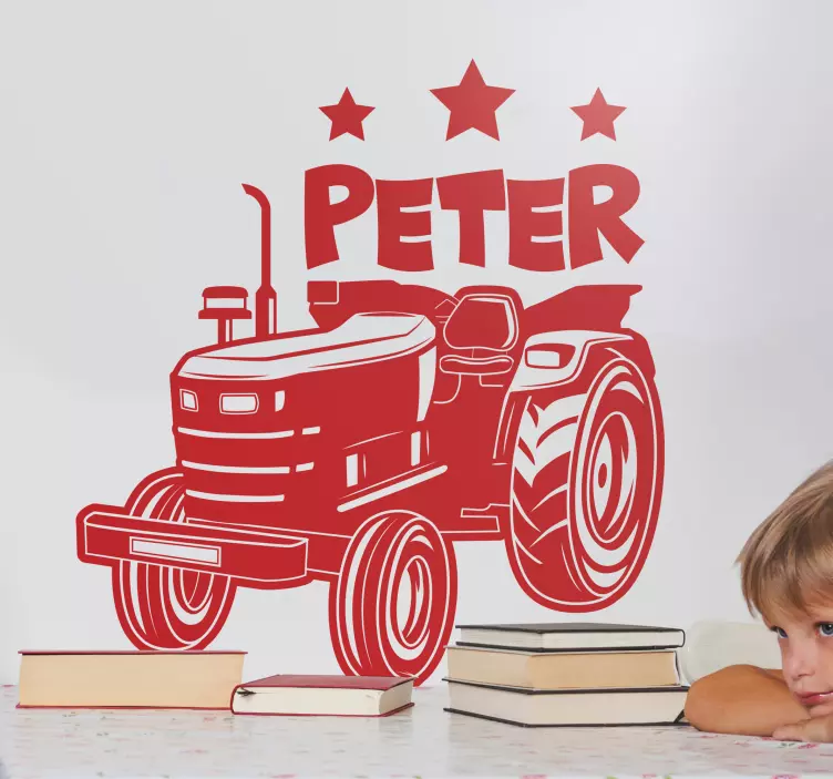 Mono farge traktor personlig barn decal - Tenstickers