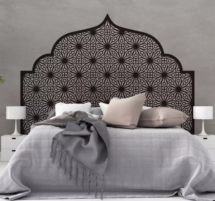 Monokrom geometrisk arabisk headboard klistremerke - Tenstickers