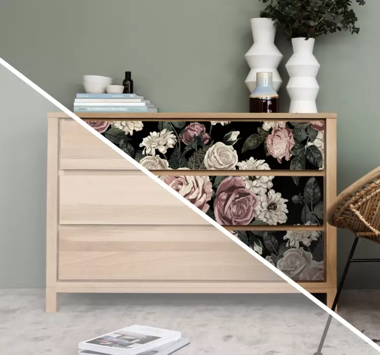 Mønster av store roser møbler klistremerke - Tenstickers