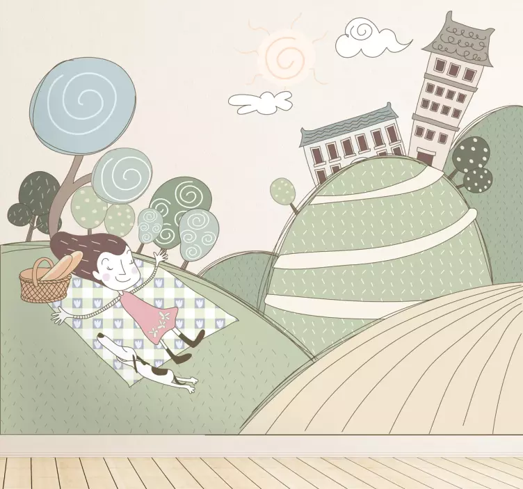 Munter jentepiknik dekorativt klistremerke - Tenstickers