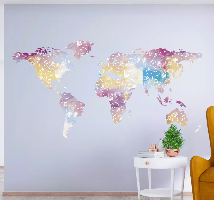 Musikkinstrument verdenskart klistremerke - Tenstickers