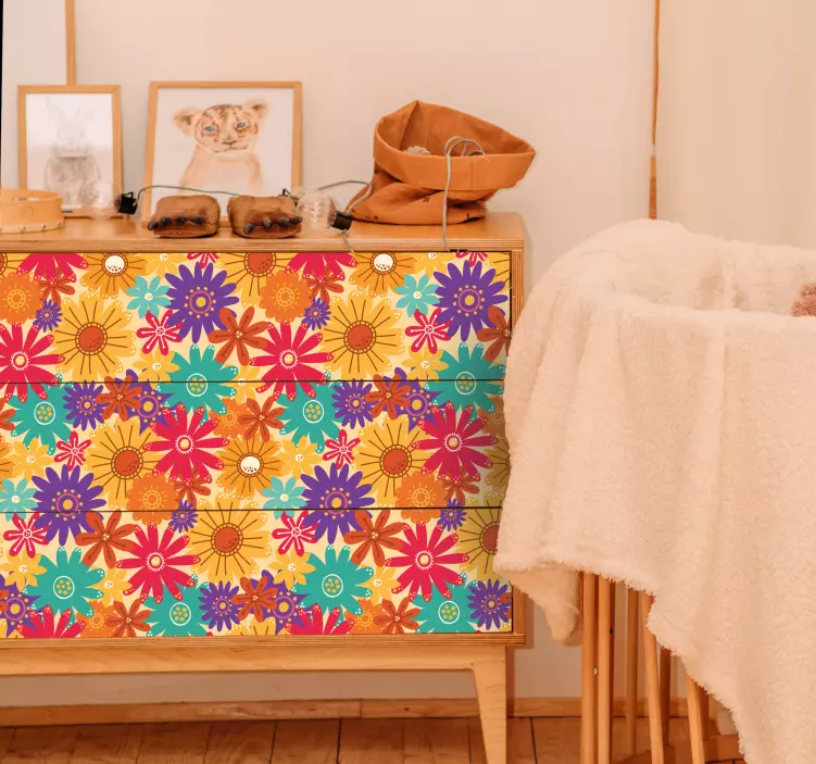 Mye blomster klistremerke møbler - Tenstickers