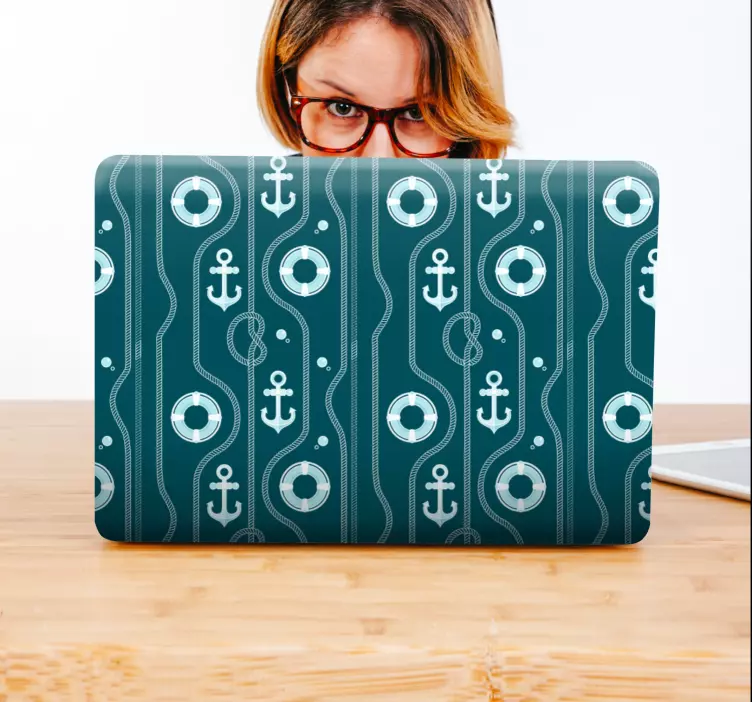 Nautisk kappe og anker laptop sticker - Tenstickers