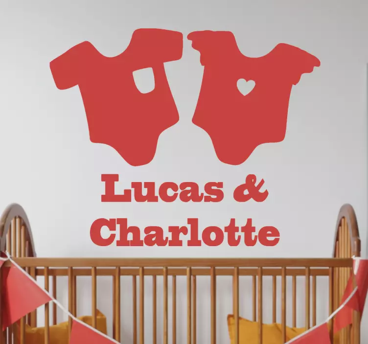 Navn på tvillingrom klistremerke for barn - Tenstickers
