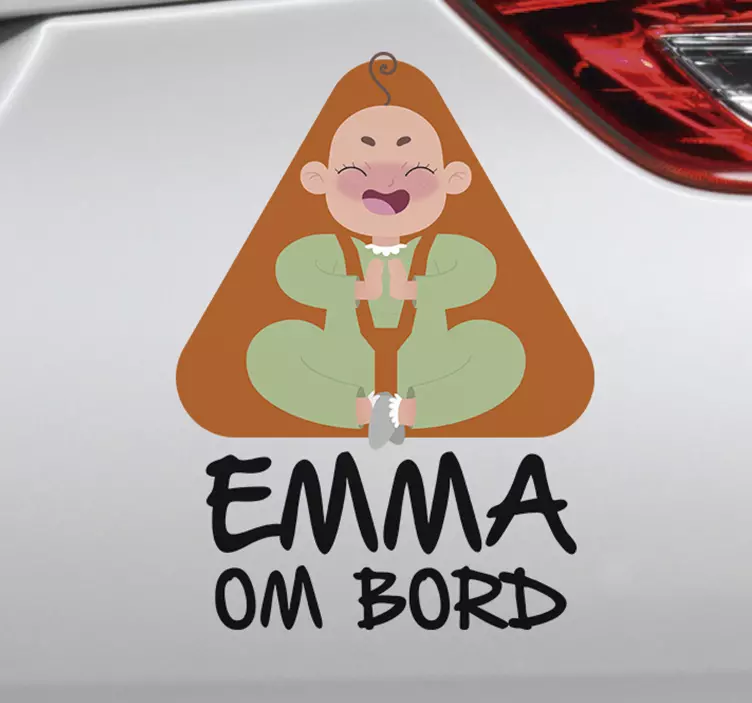 Navn personlig baby ombord klistremerke - Tenstickers