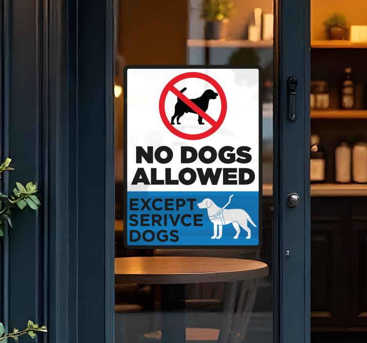 No dogs allowed except service dogs butikkvinduer klistremerke - Tenstickers