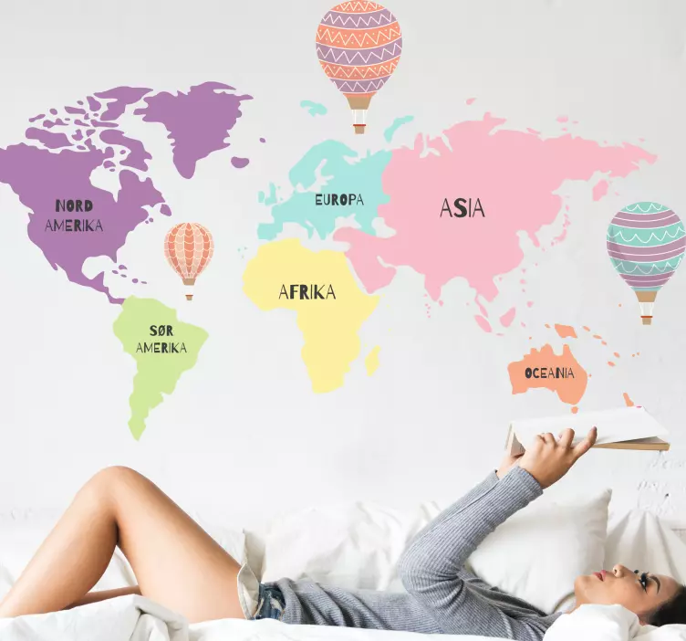 Nordisk kart med luftballonger klistremerker verdenskart - Tenstickers