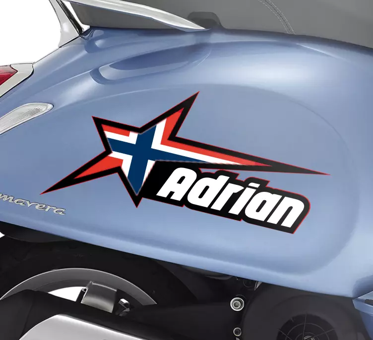 Norsk flagg og personlig tekst klistremerke - Tenstickers